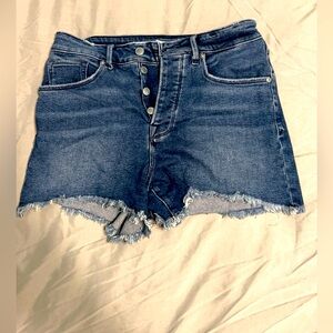 Good American high waisted jean shorts.